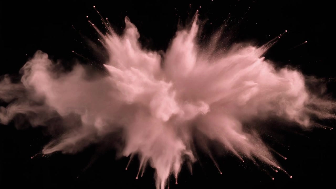 Pink Powder Explosion Against Black Background
