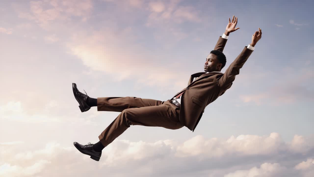 Man in Suit Falling from the Sky