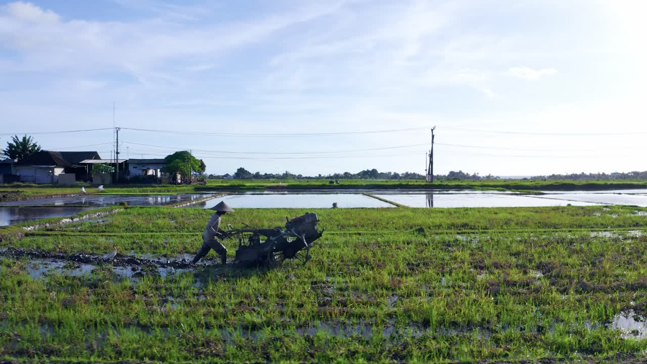 Farmer With Plowing Tractor Working On Farmland