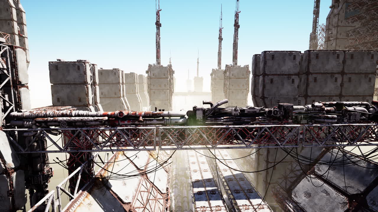 Oil and Gas Production slots of Rust pipe on platform