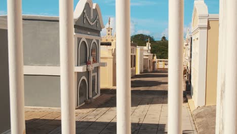 the peaceful, quiet and blessed cemetery in curacao - wide rolling shot