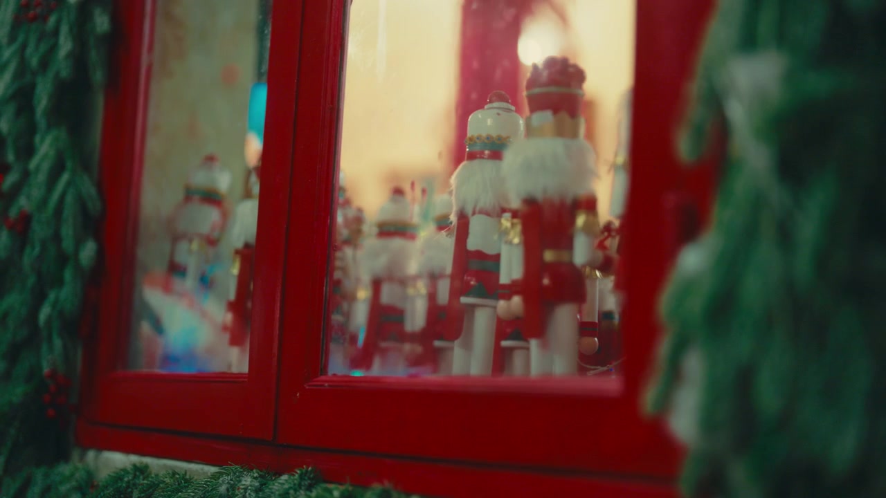 Holiday Christmas Decorations Showcasing a Collection of Nutcrackers - Defocused Shot