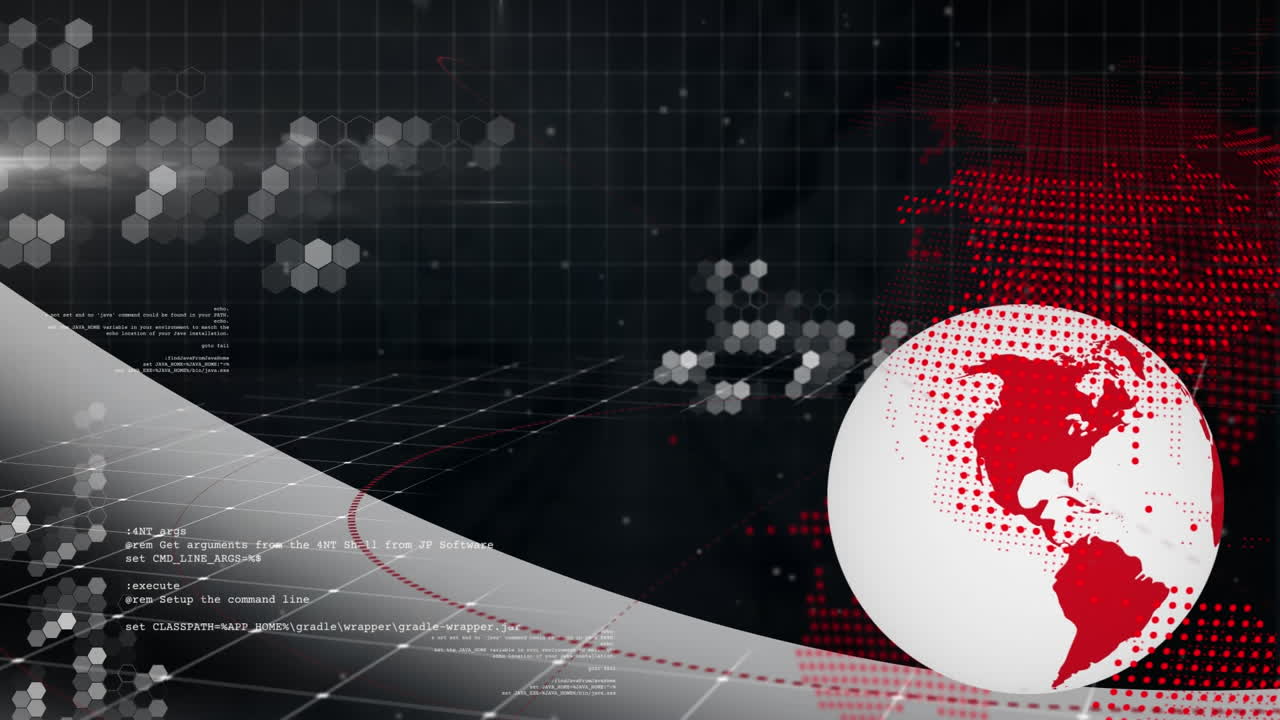 globo giratorio y procesamiento de datos contra el almacén en el fondo