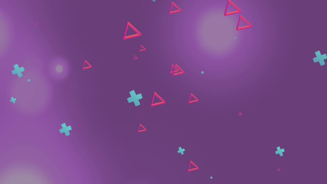 Animation of abstract shapes moving on purple background