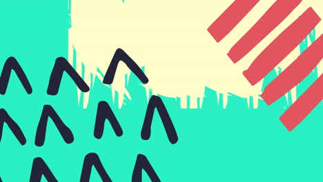 digitale animatie van abstracte vormen tegen een groene achtergrond