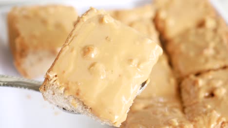 top view of peanut butter in a container