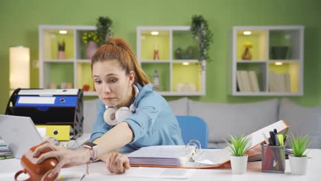 clumsy and incompetent business woman is upset.