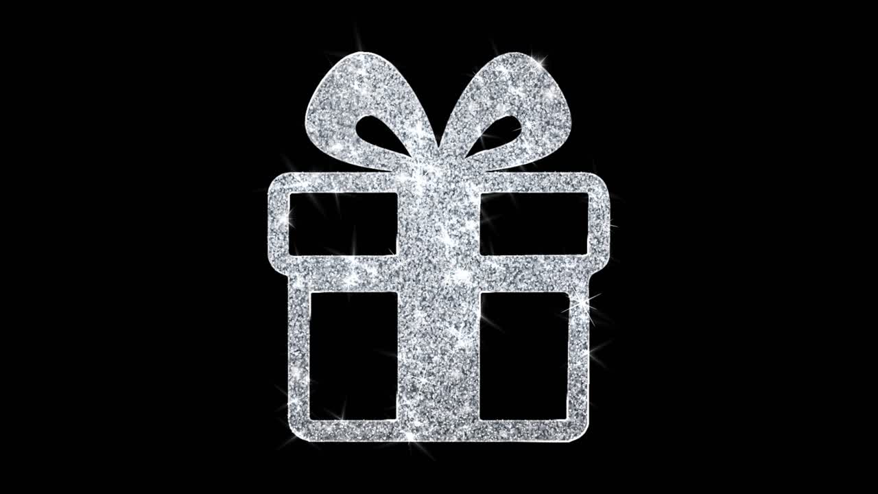 Silver Glitter Gift Box Icon
