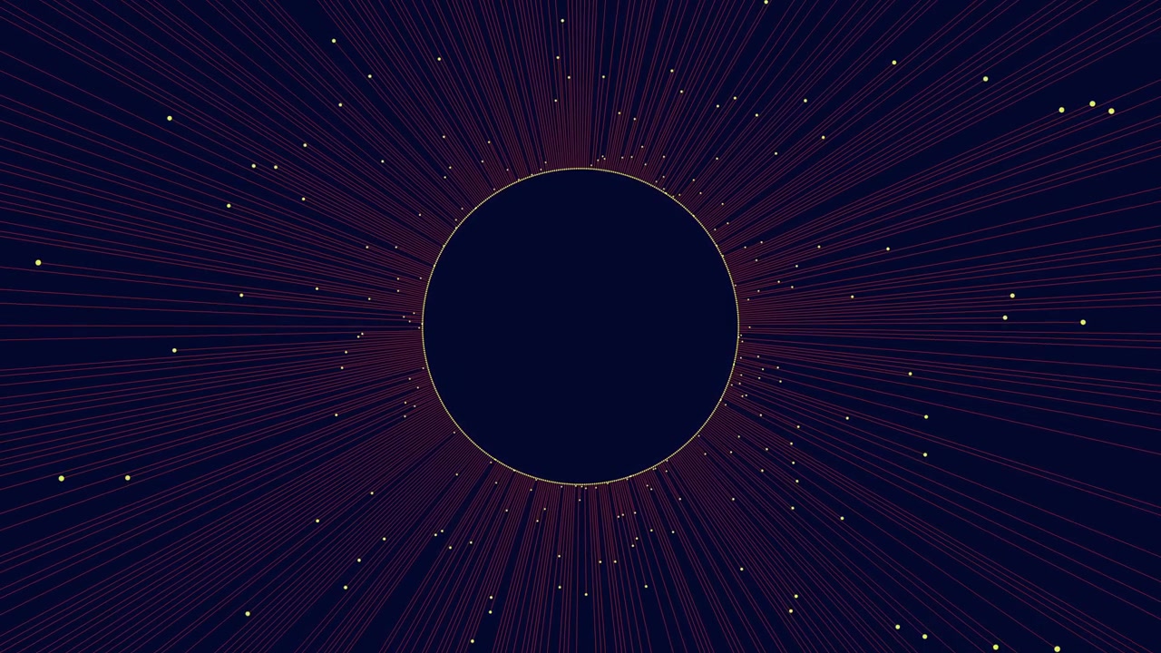 Motion neon circle with red lines and dots