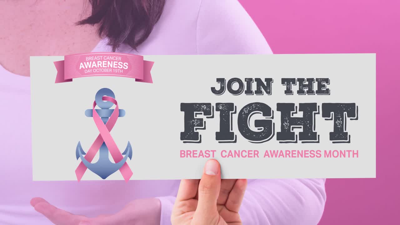 animación de concienciación sobre el cáncer de mama texto sobre mujer caucásica