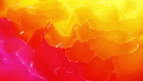stylish abstract looped background, changing surface of soft translucent material like peach jelly. creative soft bright 3d bg with inner glow for festive events 4k. red orange yellow gradient.