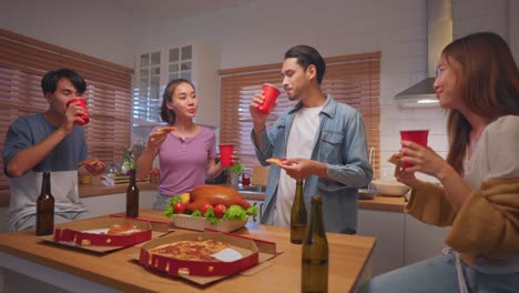 friends enjoying a casual home dinner party