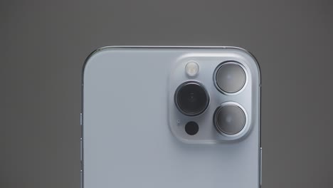 close-up of a light gray smartphone camera module