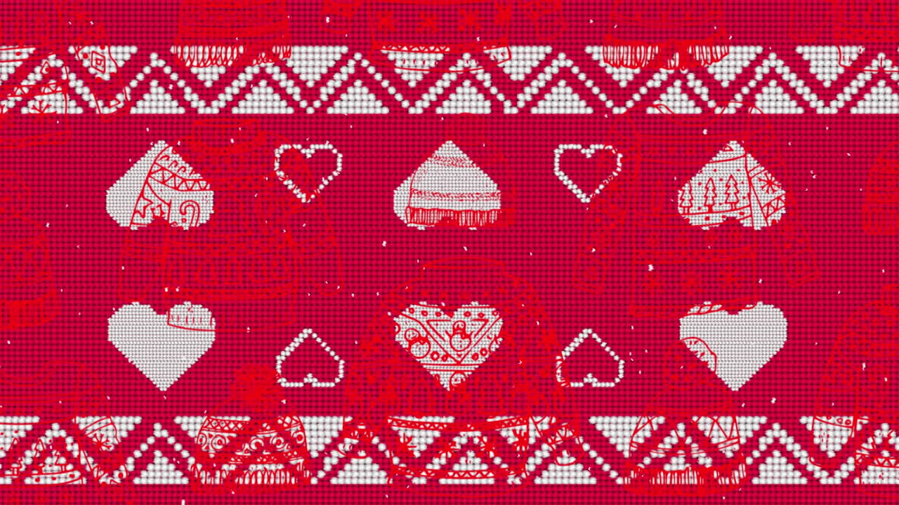 animación de corazones blancos sobre un fondo rojo