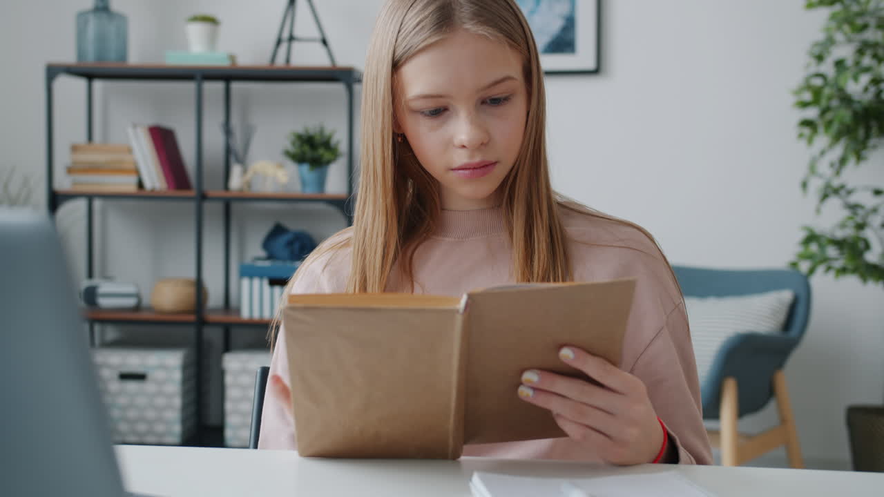 Teenage Girl Reading at Home