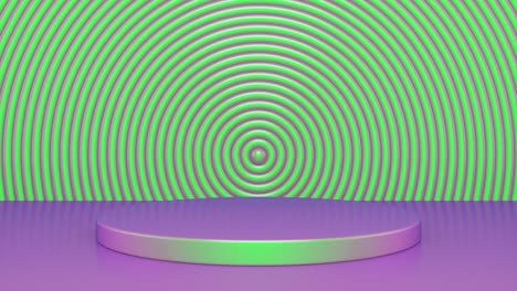 minimal colorful podium display for cosmetic product presentation, pedestal or platform. metal circles background advertisement. background or mock up for cosmetics or fashion. 3d animation loop in 4k