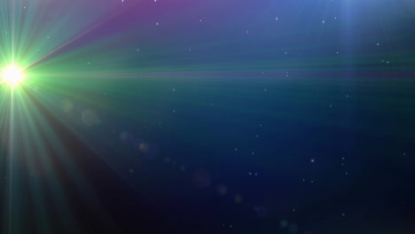 animación de manchas verdes brillantes y estrellas en el cielo azul del universo