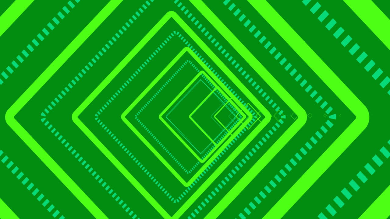 Animation of moving shapes on green background