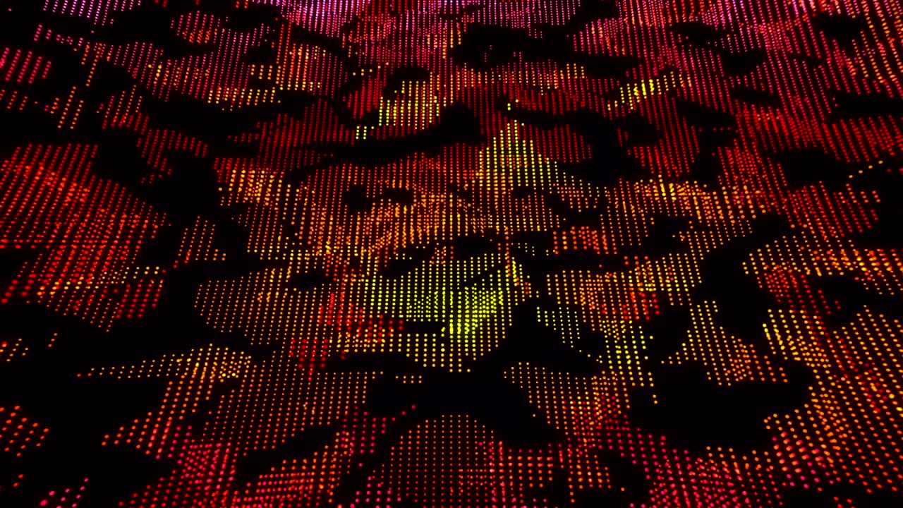 Digital dots motion background loop, modern technological style red