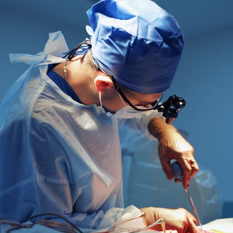 operation in hospital. health care concept. neurosurgeons at work. selective focus. medical room background