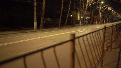 simferopol empty city streets with street lights at night in autumn.