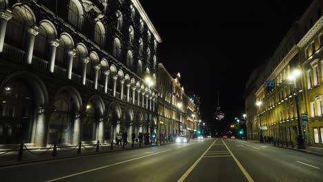 night street scene in a european city