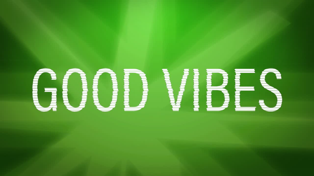 좋은 진동 텍스트 애니메이션 초록색 배경에 빛 광선