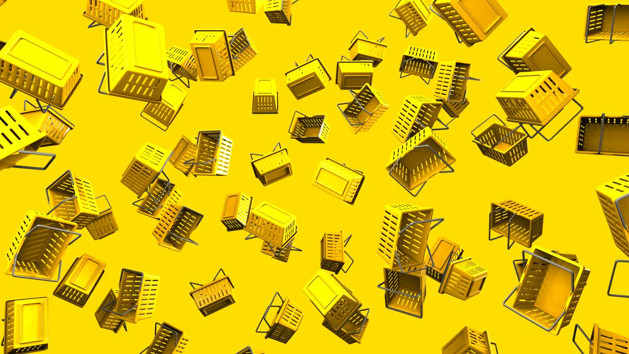 cestas de compras amarillas sobre un fondo amarillo