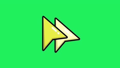 animation yellow mouse cursor isolate on green background.