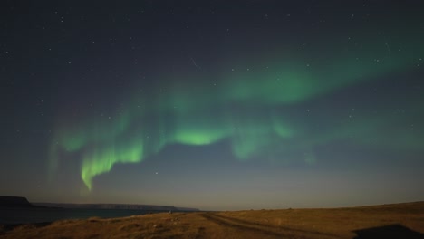 The-beautiful-dance-of-the-northern-lights-in-the-starry-night-sky-above-the-desolate-tundra