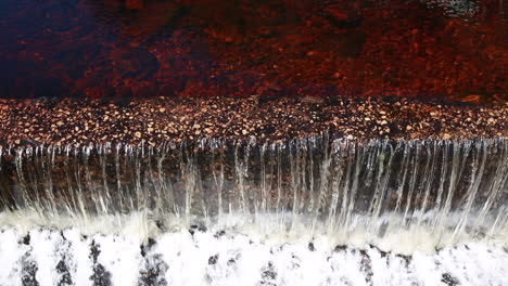 water slowly flows through a weir down the knysna river during summer in the gouna valley