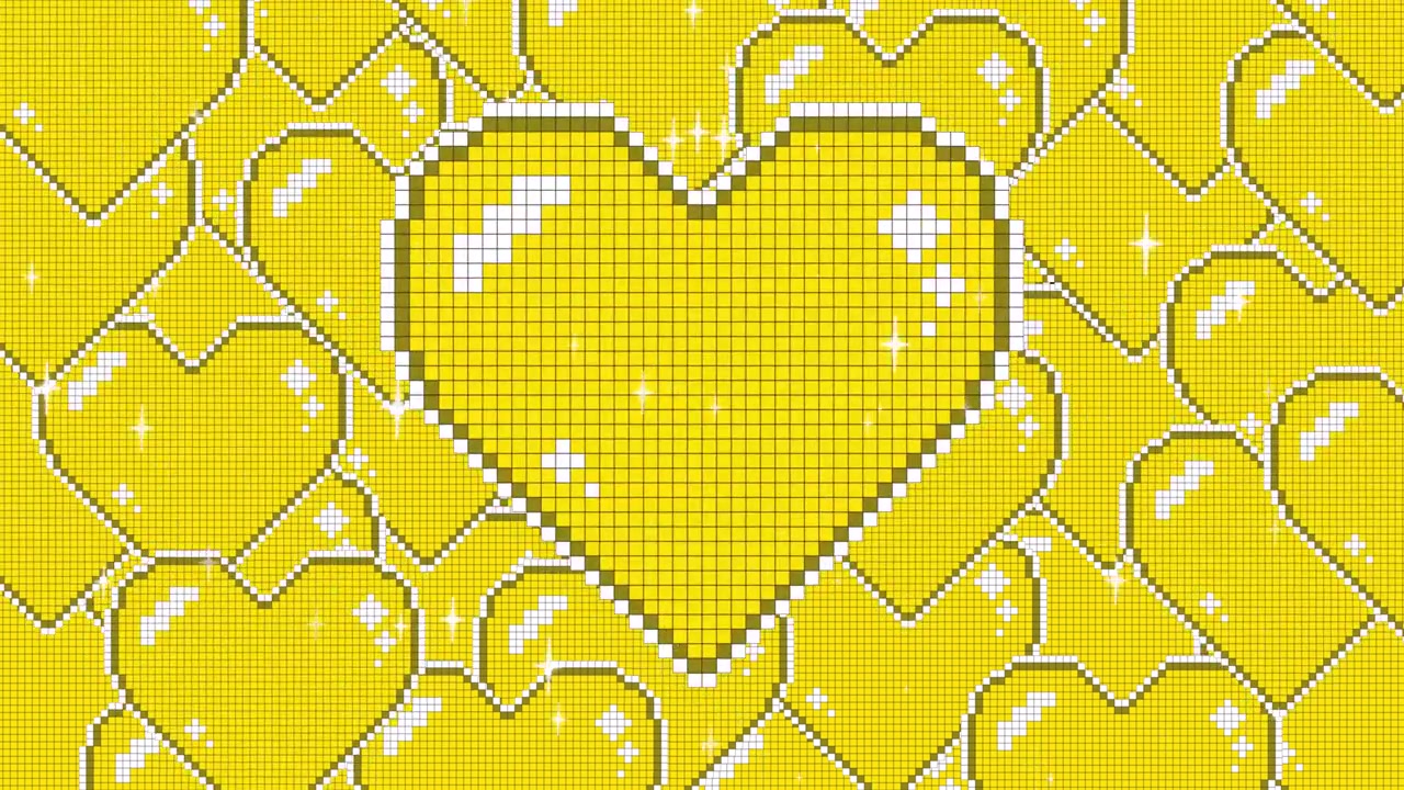 Cuori gialli pixelati