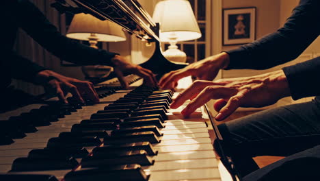 two hands playing piano