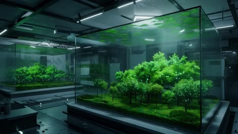 delving into a cutting-edge indoor ecosystem that showcases vibrant greenery within an innovative laboratory environment