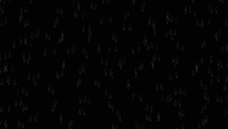 abstract outline of crowd of people in black background