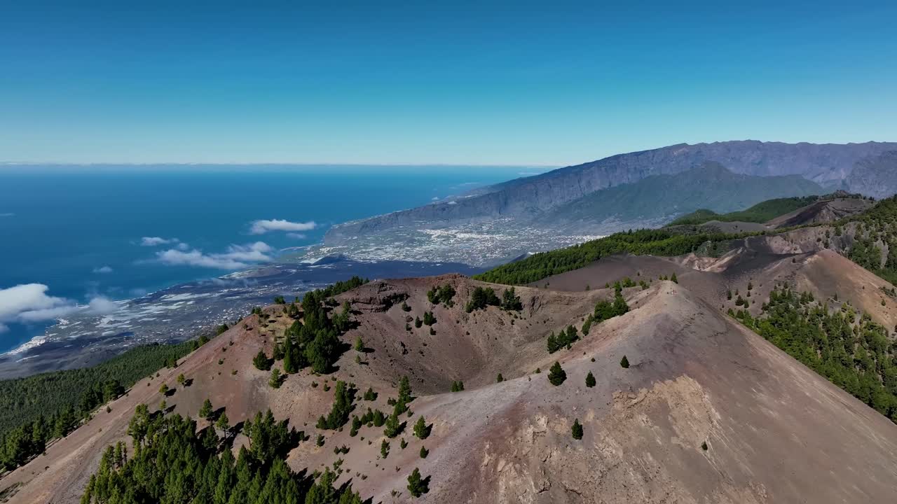 Aerial drone view of the landscape of La Palma, Canary Islands, Spain