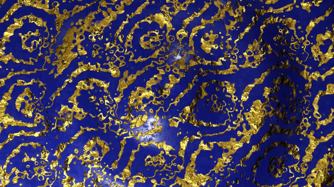 금색 반점이 있는 파란색 파란색 배경. 무한 루프 애니메이션