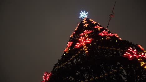 large illuminated christmas tree at night