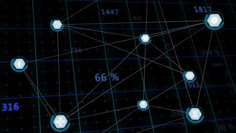 animation of digital data processing over network of connections