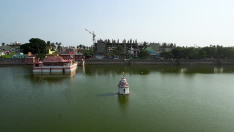 aerial drone shot of jagannath puri, showcasing the temple’s architecture and the city’s lively neighborhoods.
