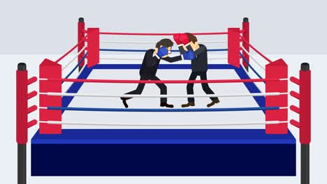 business man battle in boxing gloves. business competition concept. loop illustration in flat style.