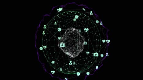 Animation-of-globe-with-network-of-connections-on-black-background