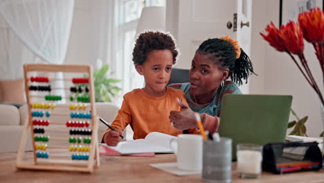 mother and child learning together at home