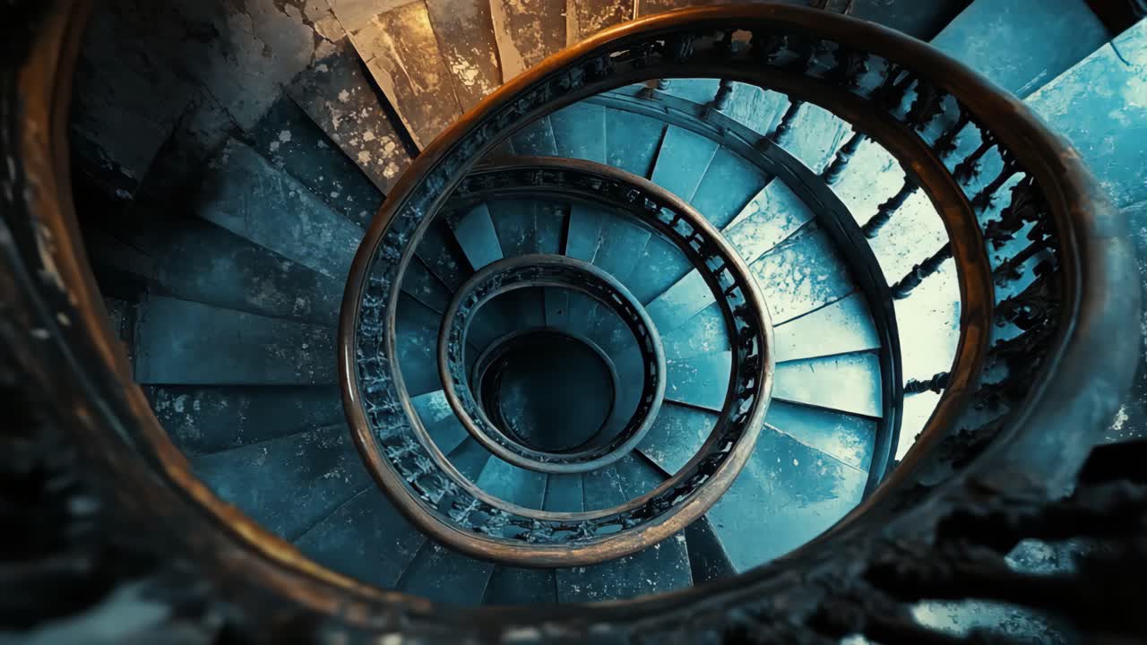 오래된 건물의 나선형 계단