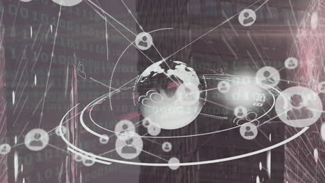 animación del globo y procesamiento de datos sobre el globo y red de conexiones