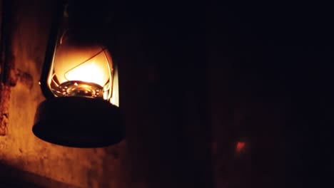 old lantern in a dark room