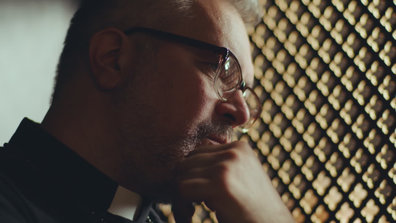 Priest Having Private Talk with Penitent during Confession