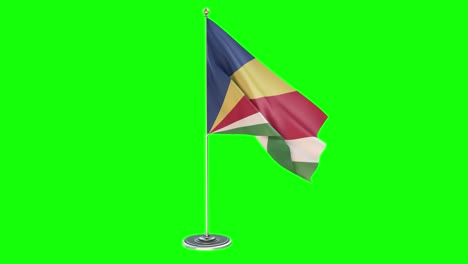 seychelles ilustración 3d de la bandera ondeando en un poste con llave de croma