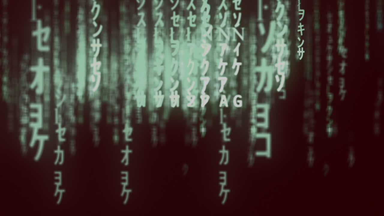 매트릭스 bitcoin btc 텍스트 바이너리 코드  입자 놀이터 스 비디오, 4k 해상도, 추상화, 애니메이션 - 움직이는 이미지, 바이너리코드