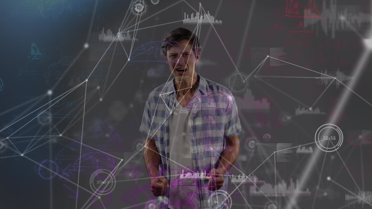 animación del procesamiento de datos sobre hombres biraciales